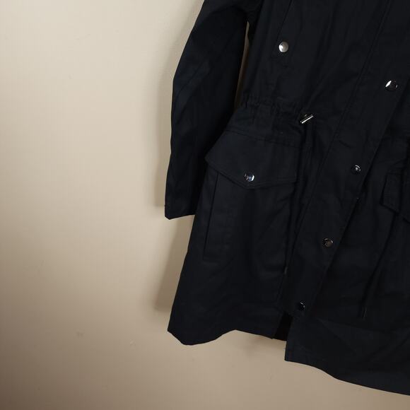 ASOS Faux Fur Hood Drawstring Parka Coat in Black Size 6 - Picture 4 of 15